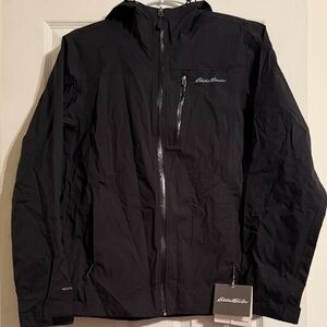 NWT Men’s Eddie Bauer Waterproof Cloud Cap Stretch Hooded Rain Jacket Size M